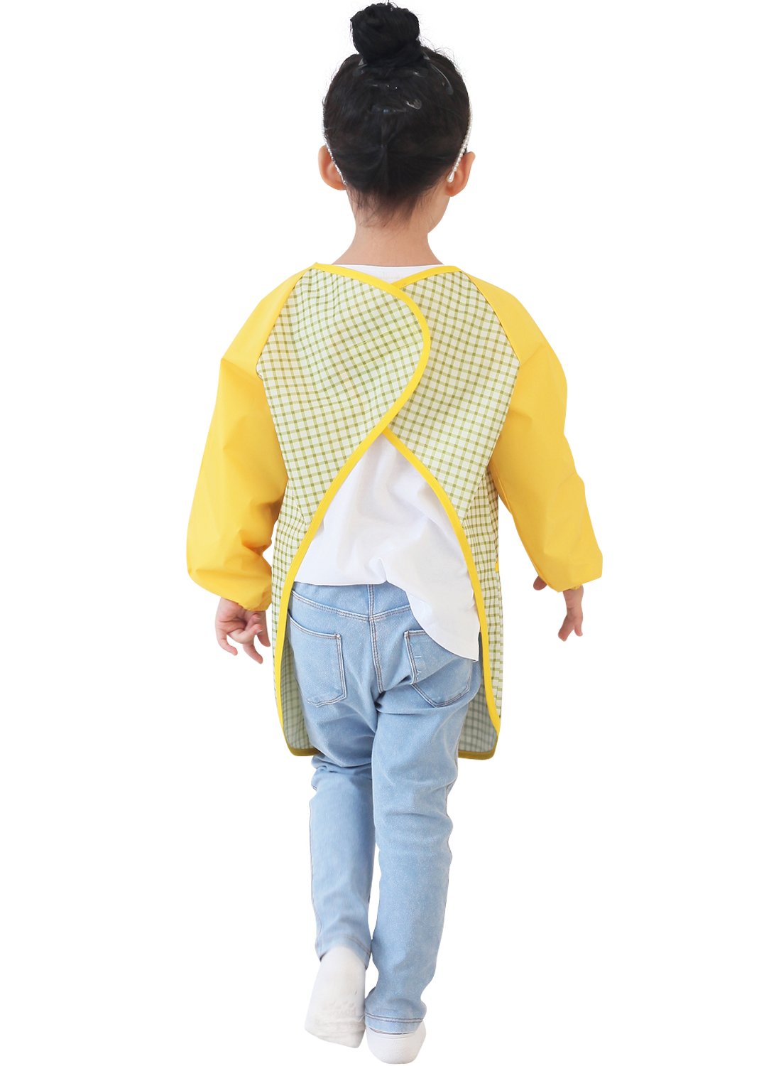Plie Waterproof Kids Art Smocks 37 Colors (Age 1-10, S-XXL size), Green Check (17-S)