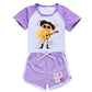 Hecendolame Short Sleeve cute Costume Princess suit Kids Children Girls T-shirt and Shorts Outfit Sets Purple to 15-16years