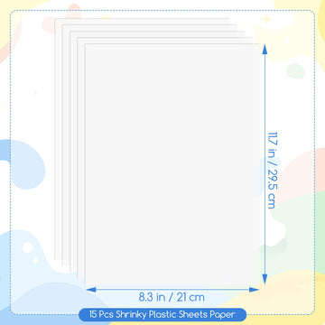 15 Sheets Printable Shrink Sheets Plastic A4 Size Printable Shrink Paper Shrink Art Paper For Inkjet Printer Shrink Film Sheets
