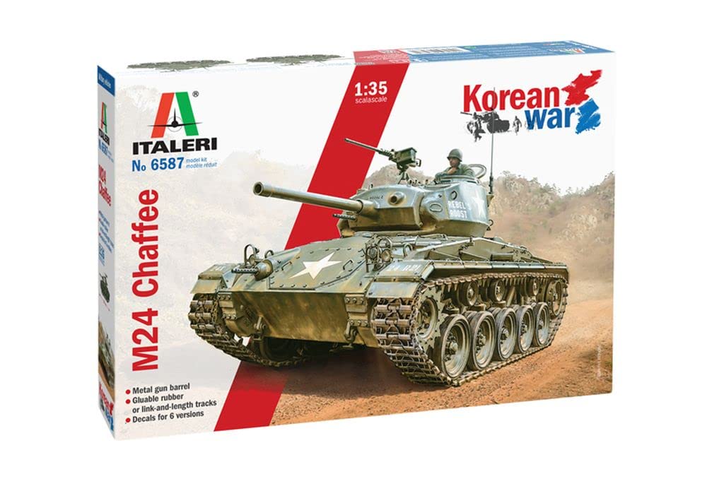Italeri 6587 M-24 Chaffe Korean War, 1:35 Scale Plastic Model Kit, Plastic Model Assembly, Model Making, Military Vehicles, Gree