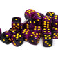 25 Count Pack of 12mm D6 Dice - Matching Collection of 6 Sided Dice with Pips (Purple and Black Swirl)