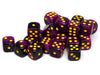 25 Count Pack of 12mm D6 Dice - Matching Collection of 6 Sided Dice with Pips (Purple and Black Swirl)