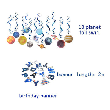 Sunbeauty Solar System Hanging Decoration Universe Space Happy Birthday Banner Outer Space Whirls Hanging Swirl For Kids Birthda