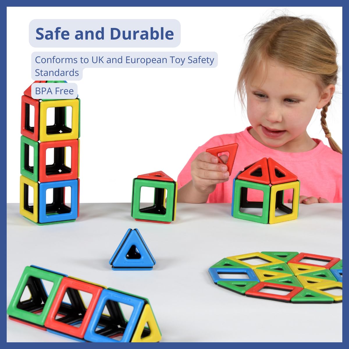Polydron Kids Magnetic Class Educational Construction Set - Multicolored - Development Creative Building Kit - Geometry 3D Toy 3