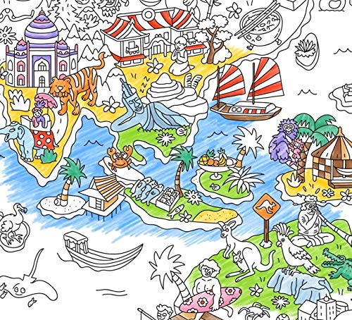 Omy Giant Coloring Poster - Atlas - Map of The World | Explore The Continents and Countries of The World | 40 x 28 Inches | Crea