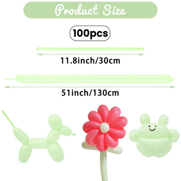 Hykjnbw Grenn Long Balloons For Balloon Animals, 260 Pastel Balloons Art Kit For Twisting, Skinny Modeling Balloons Supplies For