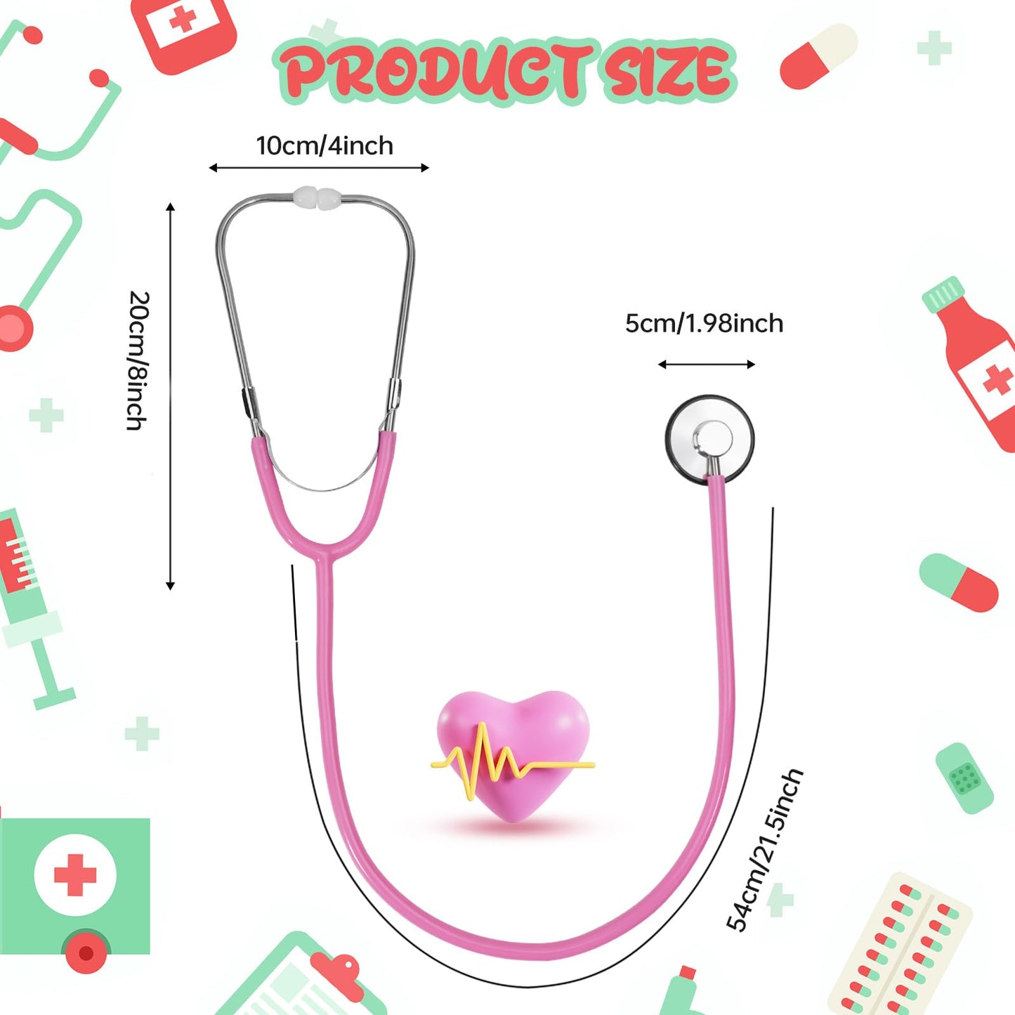 Erdogly Kids Stethoscope, Real Working Nursing Stethoscope For Kids, Play Doctor Toy For Toddler, Boys Girls Doctor Nurse Cospla