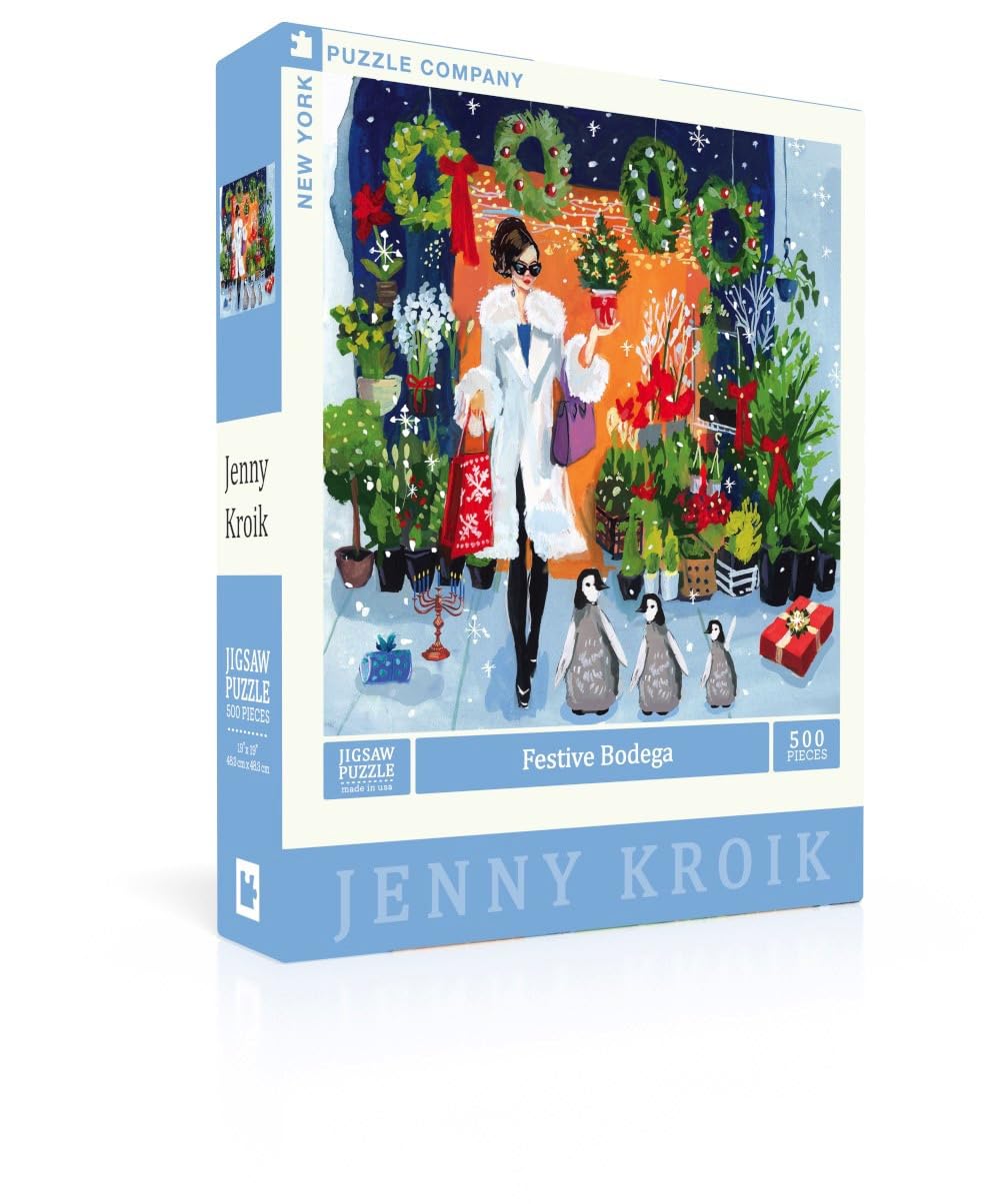 New York Puzzle Company - Jenny Kroik Festive Bodega - 500 Piece Jigsaw Puzzle for Family Game Nights by Jenny Kroik