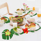 60Pcs Tropical Party Decorations Supplies Tropical Palm Leaves Hibiscus Flowers Simulation Artificial Leaf for Hawaiian Luau Saf