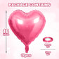 12 Pcs Heart Balloons, 18 inch Pearl Pink Heart Shaped Balloons, Big Heart Helium Balloons, Heart Love Foil Balloons for Wedding