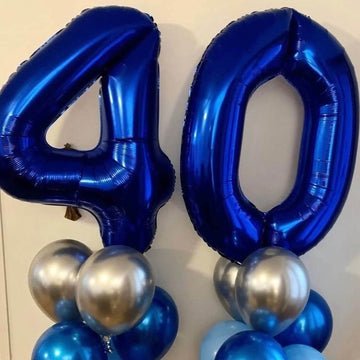 40 Inch Navy Blue 40 Number Balloons Giant Jumbo Huge 40 Foil Mylar Helium Number Digital Balloons Dark Blue Birthday Mylar Digi