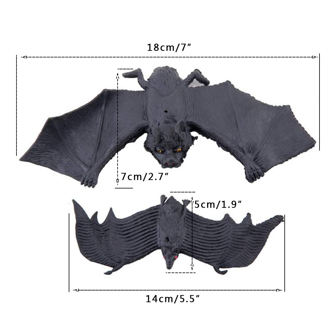 Akoak Very Ugly Rubber Bat, Halloween Decoration Prank Toy Simulation Hanging Bat,Pack Of 5