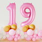 AIQINHU Pink Foil Number 19 Balloon, 40 Inch Giant Mylar Helium Balloon for 19th Birthday Party Decorations