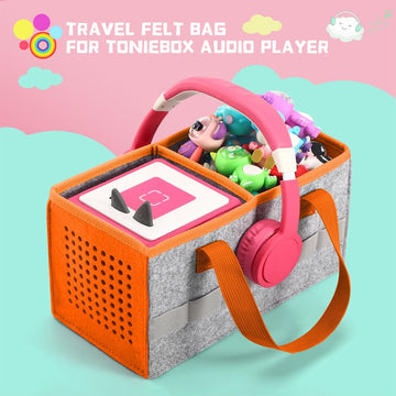 Pisosn Carrying Case For Toniebox Starter Set And Tonies Figurines, Travel Felt Cloth Musical Toy Folding Bag For Toniebox Acces