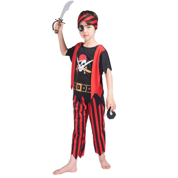 Wizland Children'S Pirate Costume 8Pcs Deluxe Pirate Costume For Kids 9-10Years