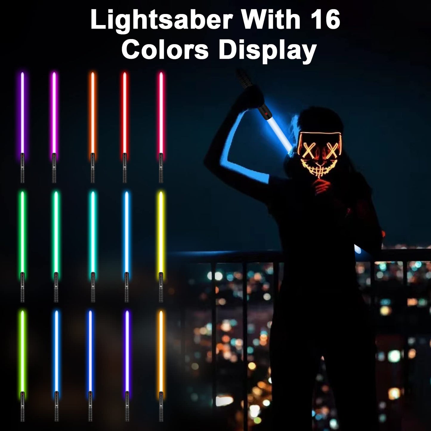 CVCBSER FX Dueling Lightsaber RGB 16 Colors Changeable Premium Aluminium Alloy Hilt Light Saber with 12 Mode Sound Force Lightsa