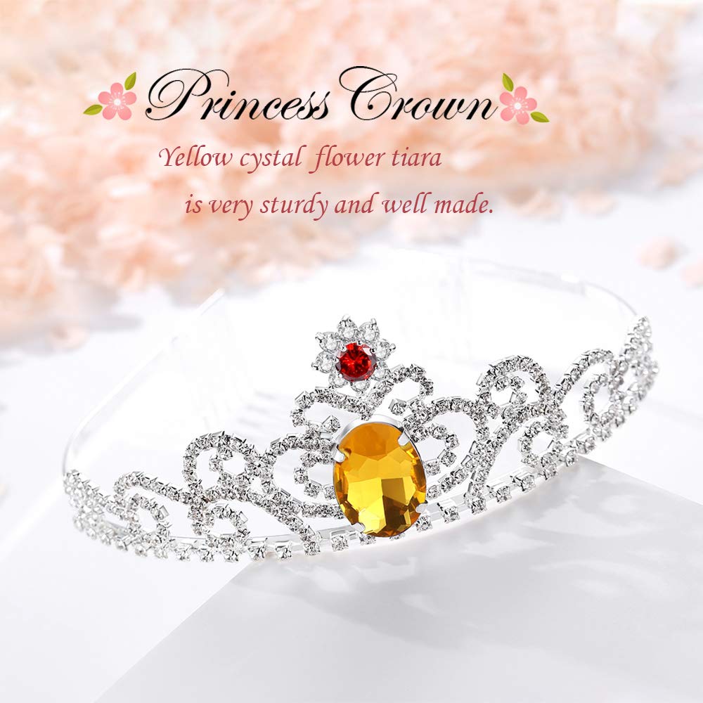 Lovelyshop Yellow Diamond Rhinestone Tiara Princess Belle Crown