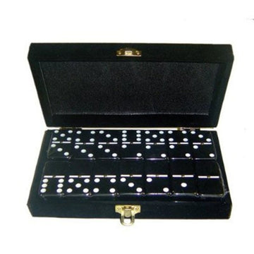 Marion Domino Double 6 Black Jumbo Tournament Professional Size With Spinners In Elegant Black Velvet Case.
