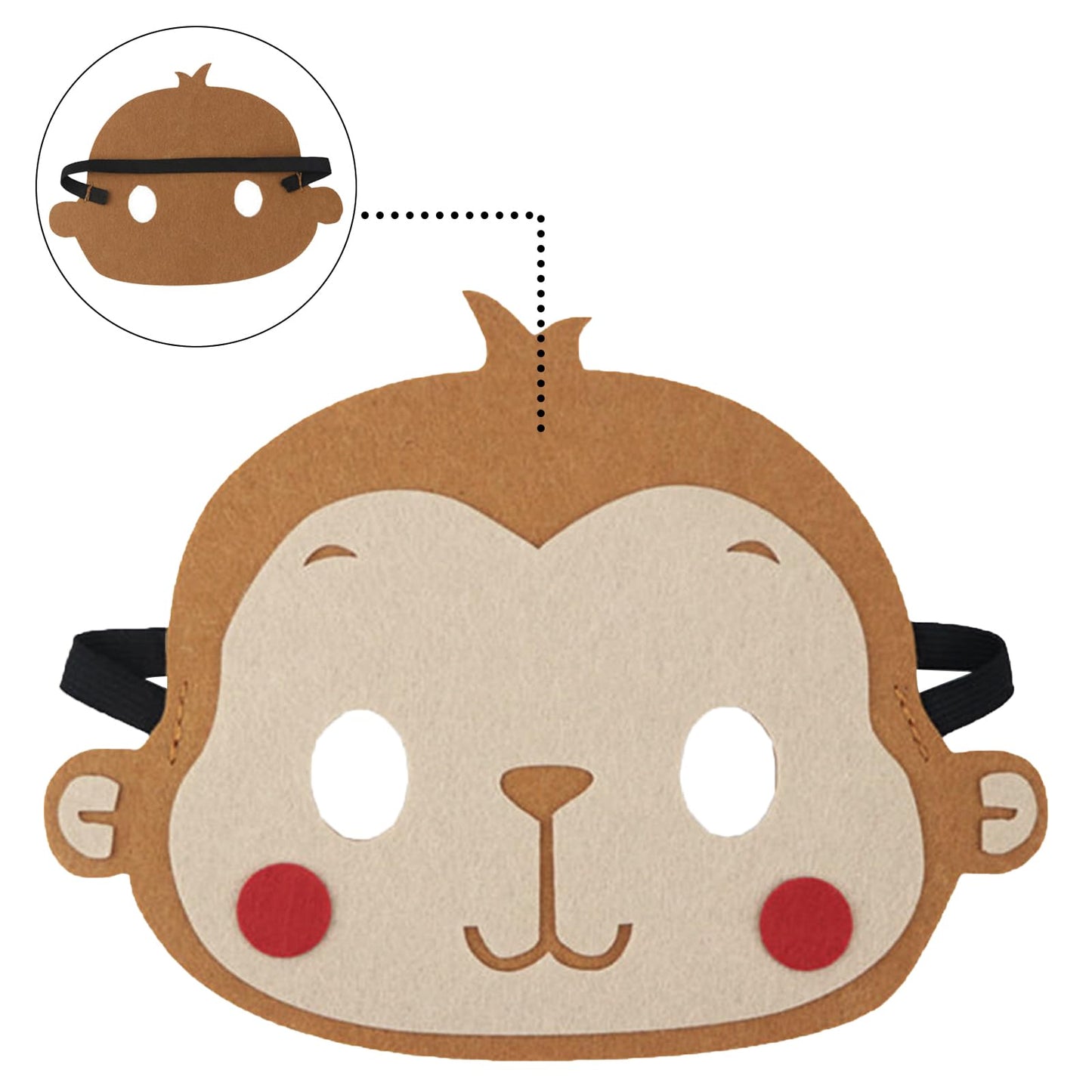 Jtnohx Felt Animal Masks, 10 Pcs Halloween Mask, Animal Costume For Birthday Party Supplies (Monkey Mask)
