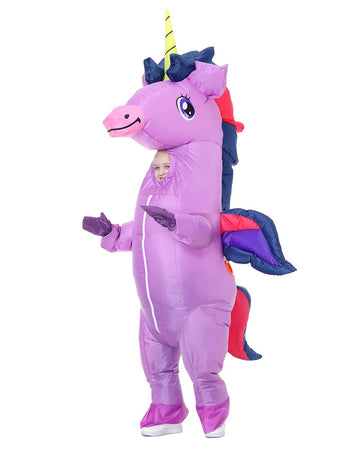 Hsctek Inflatable Unicorn Costume Kids Girls Boys, Blow Up Unicorn Costume Child, Halloween Costume Child Children, Purple