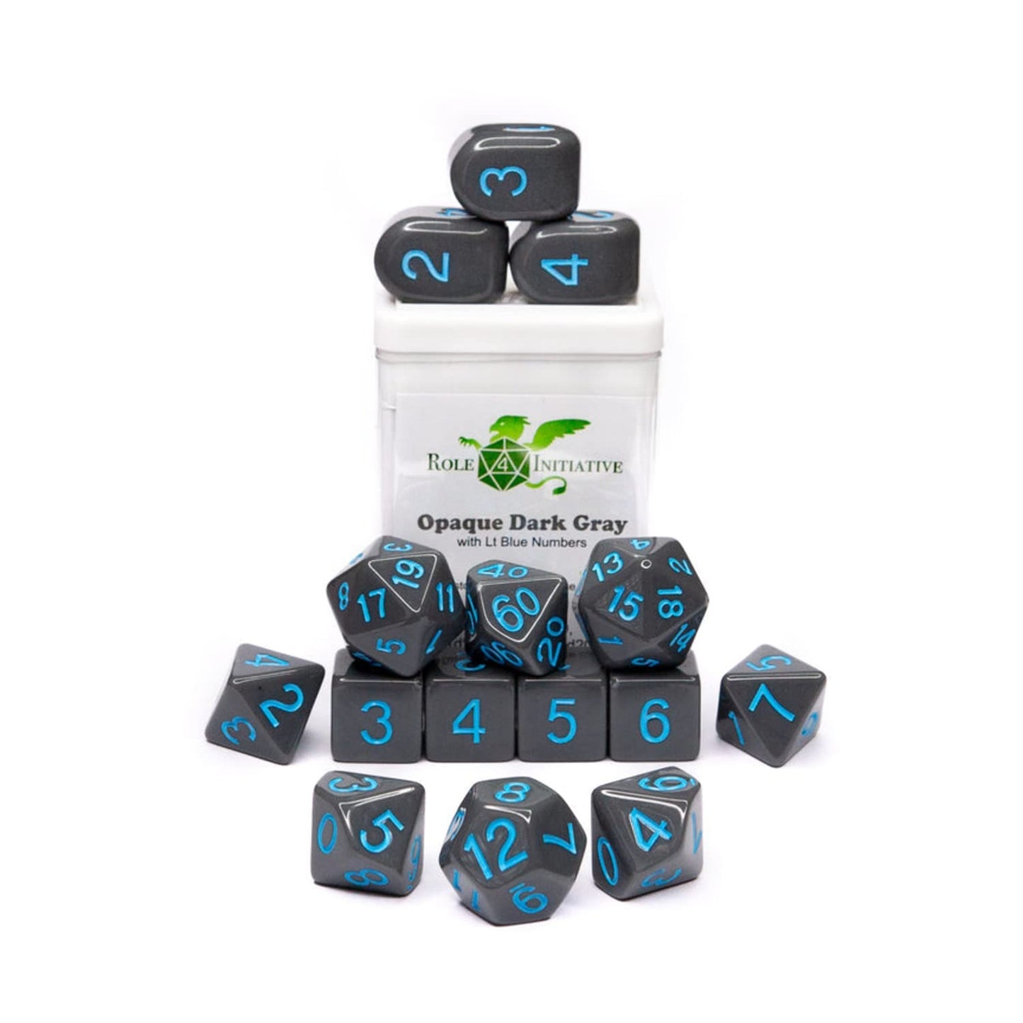 Role 4 Initiative R4I50019-Fc Opaque Dice Dark Gray & Light Blue - Set Of 15