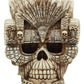Ebros Aztec Empire Emperor Montezuma Skull Statue Tenochtitlan King Moctezuma I Halloween Skeleton Cranium Head Figurine