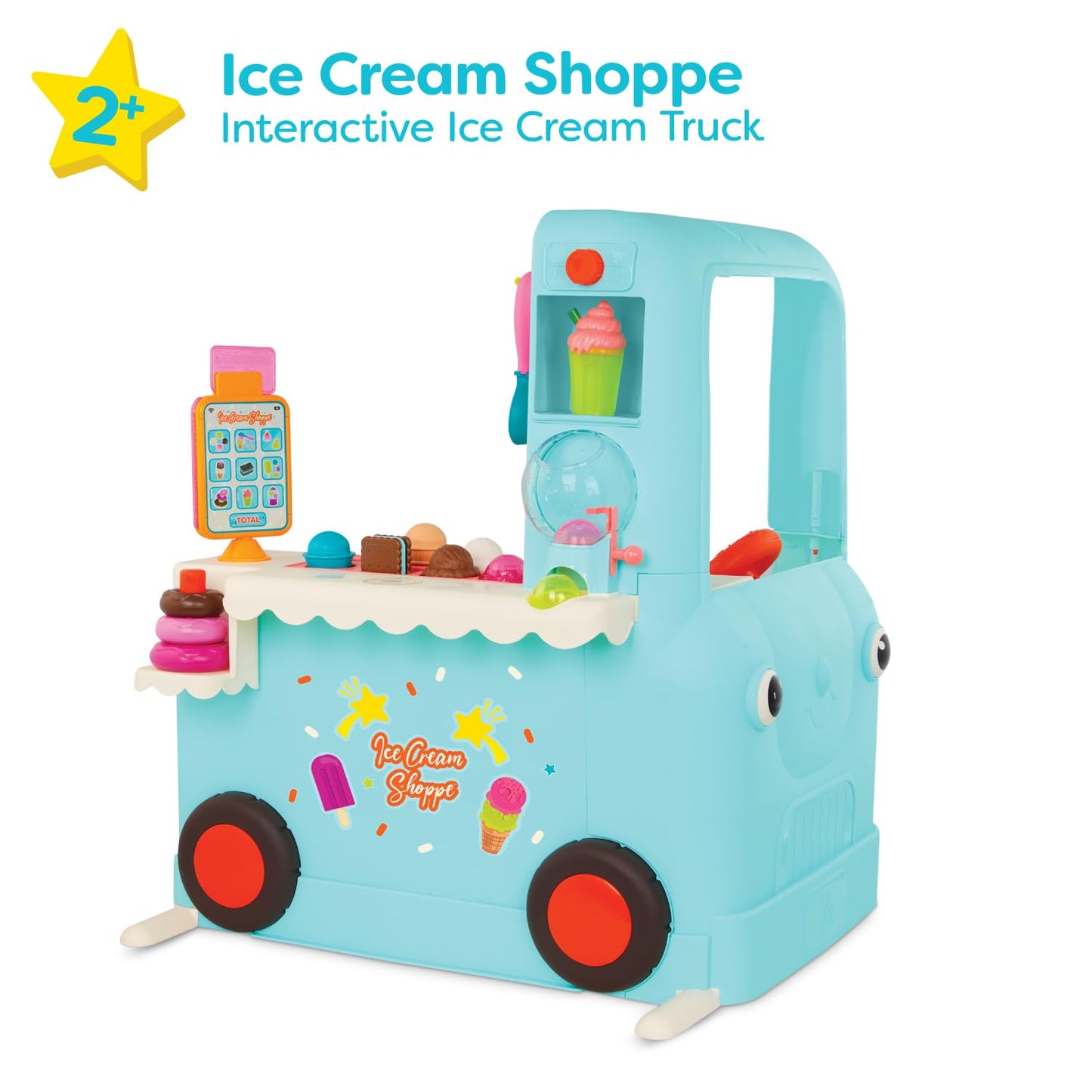 B. toys- Ice Cream Shoppe- Pretend Play Ice Cream Toys, Tablet & Accessories - Interactive Food Truck for Toddlers, Kids - Educa