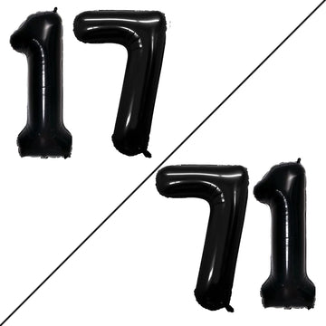 Goer Number 17 Balloons For 17Th Birthday Sweet 17 Party Decorations,42 Inch Jumbo Foil Helium 71 Balloons For 71St Birthday Party Decoration (Black)
