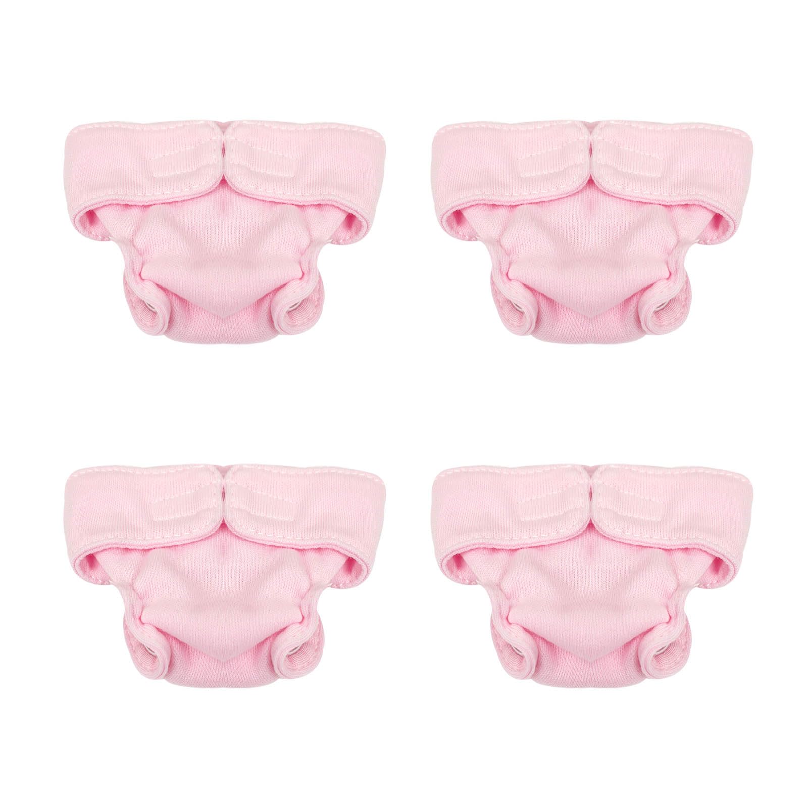 4 Pieces Baby Doll Diapers Doll For 5-7 Inch Dolls New Born Baby Reusable Doll Diapers Doll Accessories(Pink)