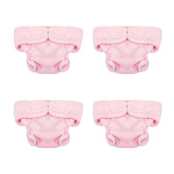 4 Pieces Baby Doll Diapers Doll For 5-7 Inch Dolls New Born Baby Reusable Doll Diapers Doll Accessories(Pink)