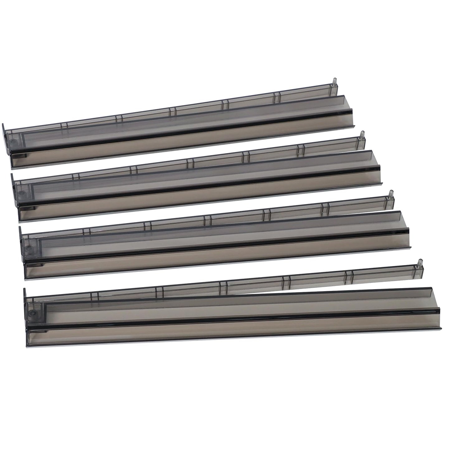 GUSTARIA Mahjong Tile Rack & Pusher Combo, Clear Acrylic, Set of 4, 17.72"x2.95"x1.2", Black, Model KRD-MAH-021