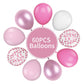Funhot Pink Balloons, 60Pcs Pastel Pink Pearl White Latex Balloons, 12 Inch Metallic Pink Confetti Balloons Helium For Girls Pri