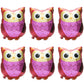 Cartoon Woodland Owl Balloons Wildlife Farm Zoo Animal Birthday Decoration Party Supplies, 6 Pack Owl Mylar Foil Balloons Jungle
