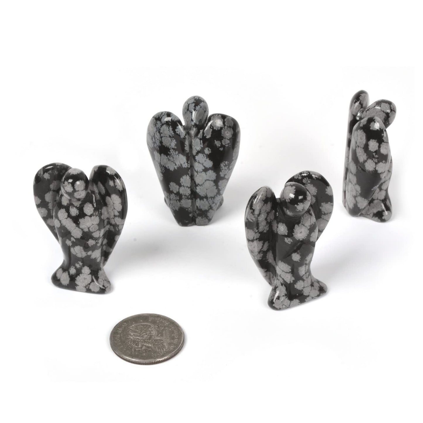 Justinstones Carved Snowflake Obsidian Gemstone Peace Angel Pocket Guardian Angelhealing Statue 2 Inch