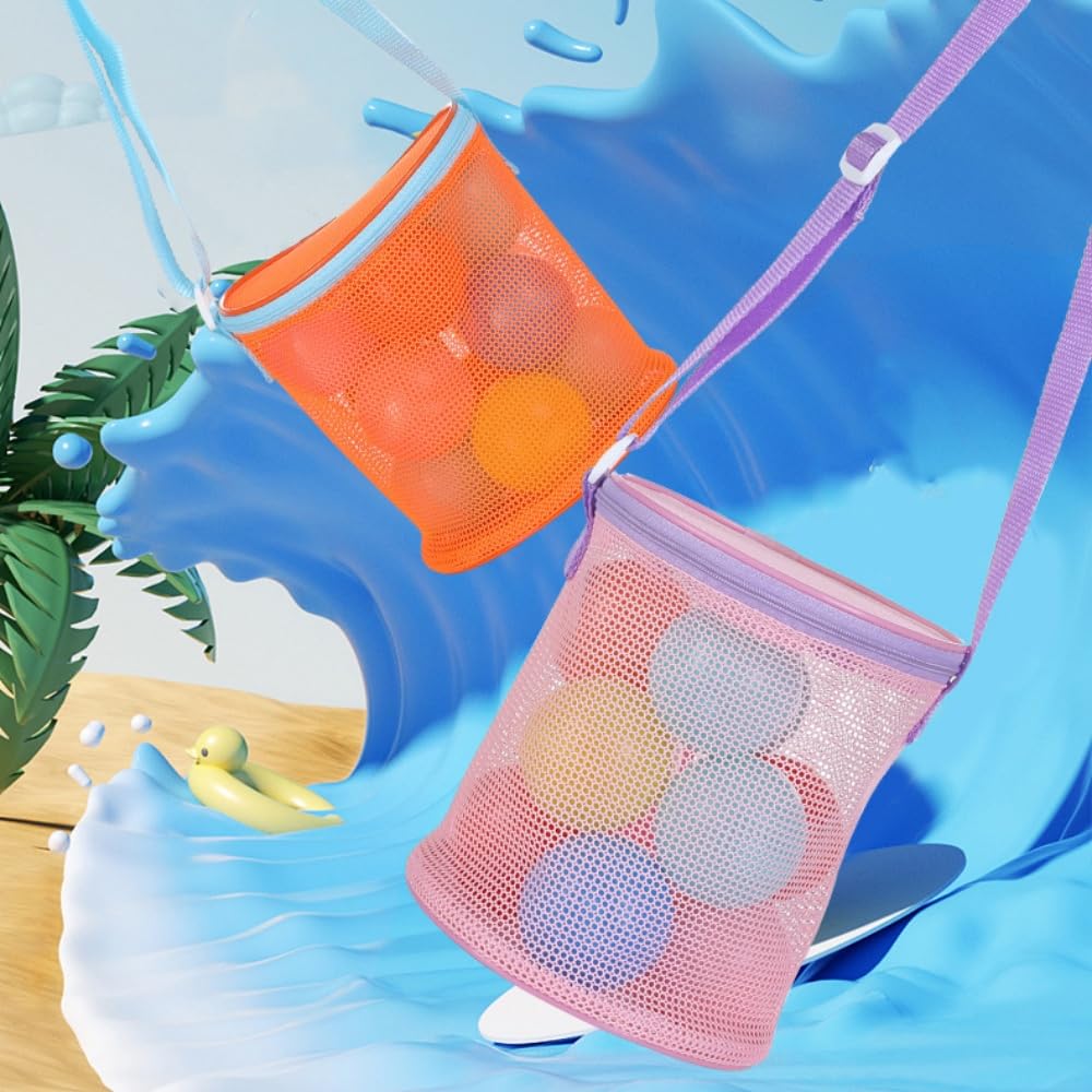 Komost Personalized Mesh Beach Bag For Shells Sand Toys, Beach Bag With Zipper, Shell Collecting Bag For Kids, Perfect For Summe