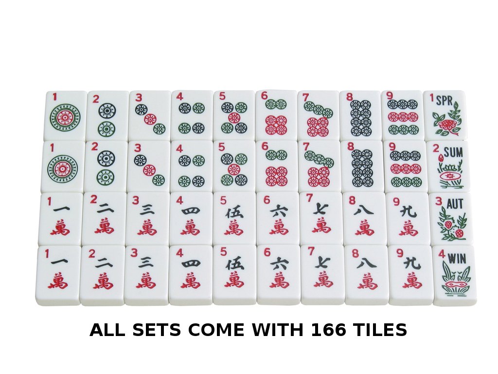 Linda Li New! - American Mah Jongg Set 166 Premium White Tiles, 4 All-In-One Rack/Pushers, Denim Blue Soft Bag - Stylish Full Size Complete Mahjong Set