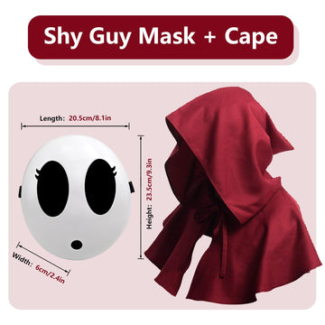Varuotu Shy Guy Mask White Anime Mask Halloween Mask Funny Face Mask Halloween Costume Cosplay Props Accessories (Girl+Red Cloak