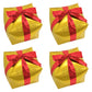 Deermon Large 4 Piece Gold Christmas Square Shape Gift Box Party Balloons With Red Ribbon, Present Cube Gift Box Mylar Party Dec