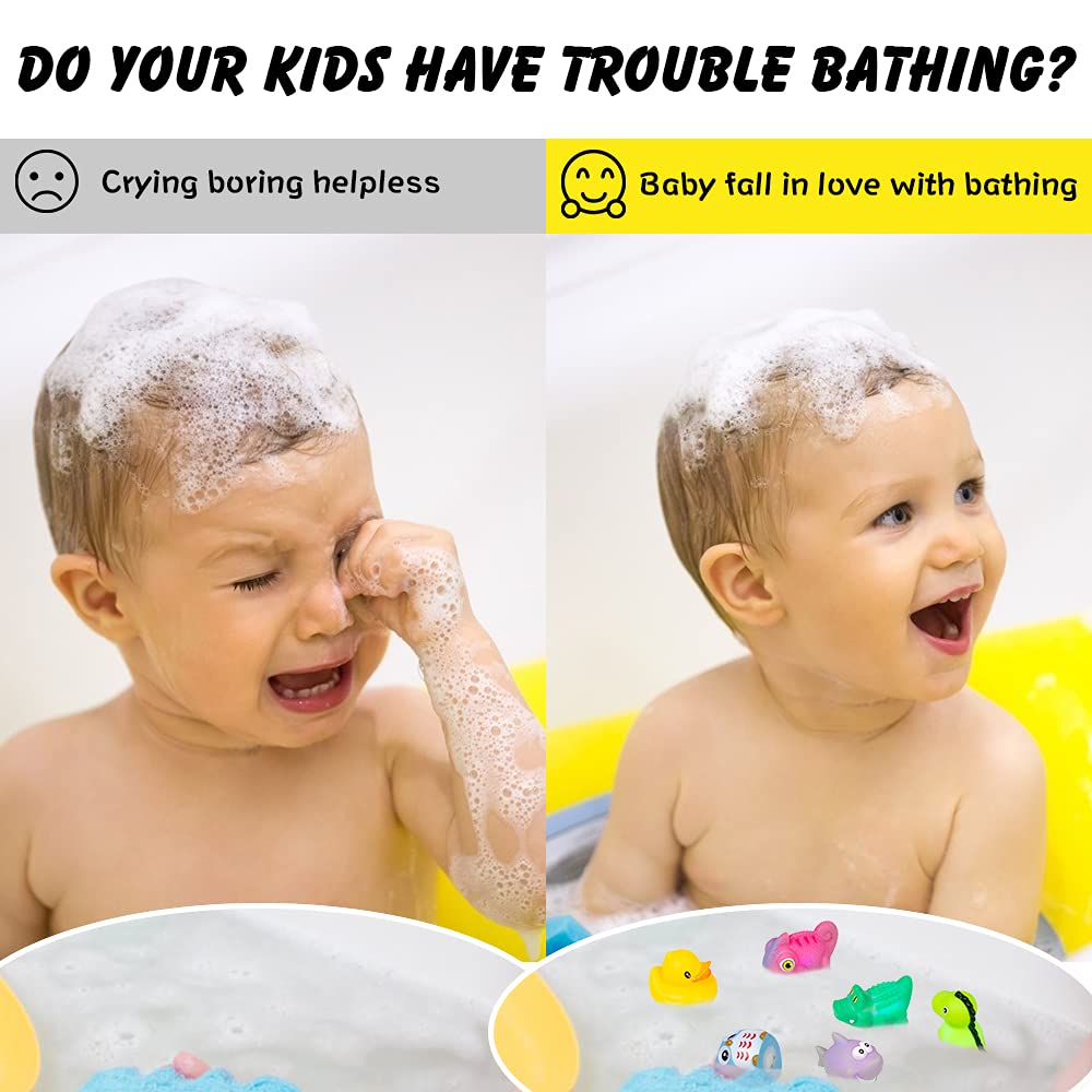 Woby Bath Toys For Toddlers 1-3,No Hole Light Up Bath Toys Baby Bathtub Toys Bathroom Floating Animal Set With Colorful Flashing Led Light For Baby (Funny Forest Animal Style)