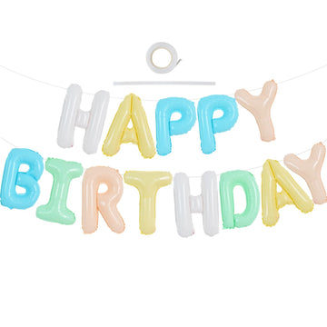 Toniful Light Colorful Happy Birthday Balloon Banner 16 Inch Mylar Foil Letters Birthday Sign Bunting For Girls Boys Kids & Adul