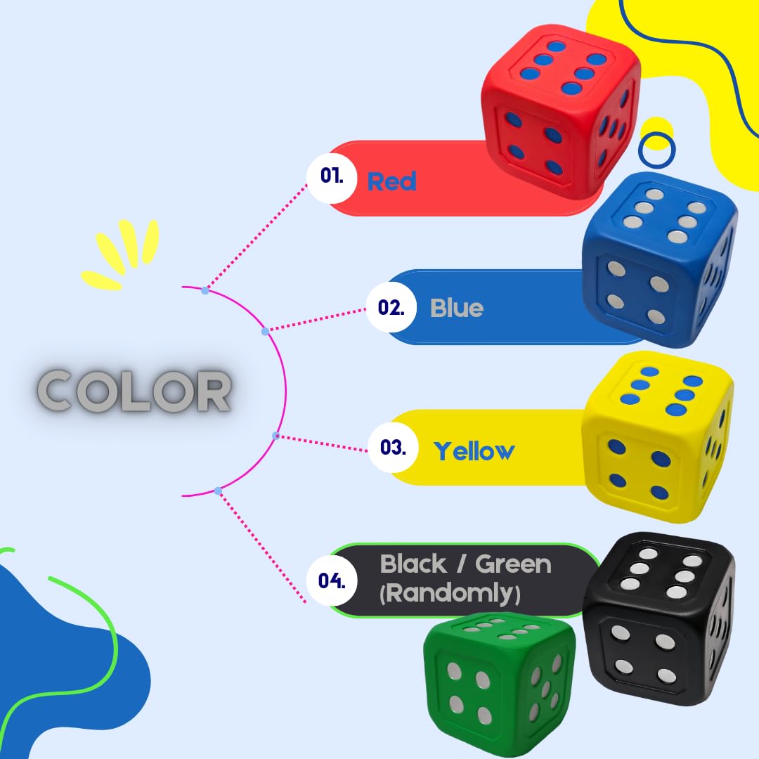 Macro Giant 6 Inch PU Foam Jumbo Big Playing Dice, Set of 2, Red, Math Teaching, Teaching Aids, Board Games, Kid Toy