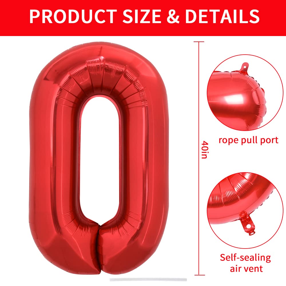 Toniful 40 Inch Large Bright Red Letter Balloons A-Z, Giant Jumbo Helium Foil Mylar Big Letter O Balloons For Birthday Party Ann