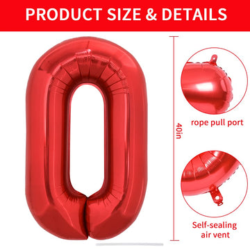 Toniful 40 Inch Large Bright Red Letter Balloons A-Z, Giant Jumbo Helium Foil Mylar Big Letter O Balloons For Birthday Party Ann