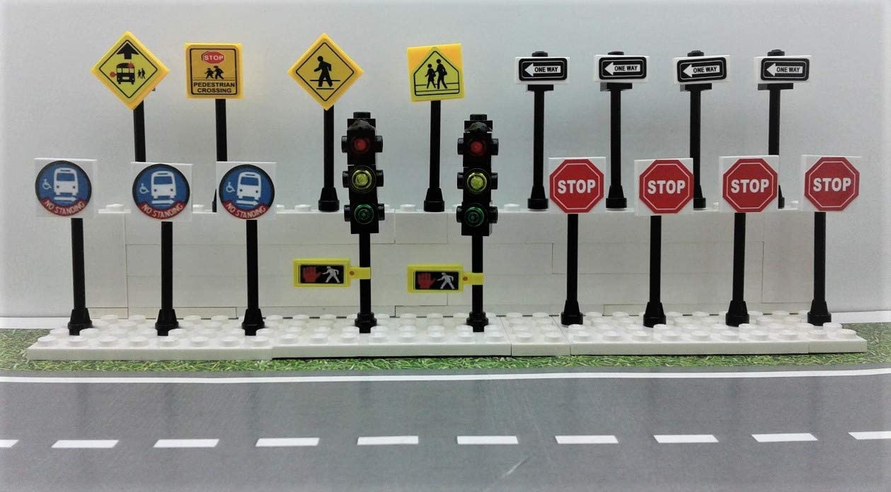 Building Toys City/Town/Village/Street Signs Set 15. Stop. Traffic Lights. Custom