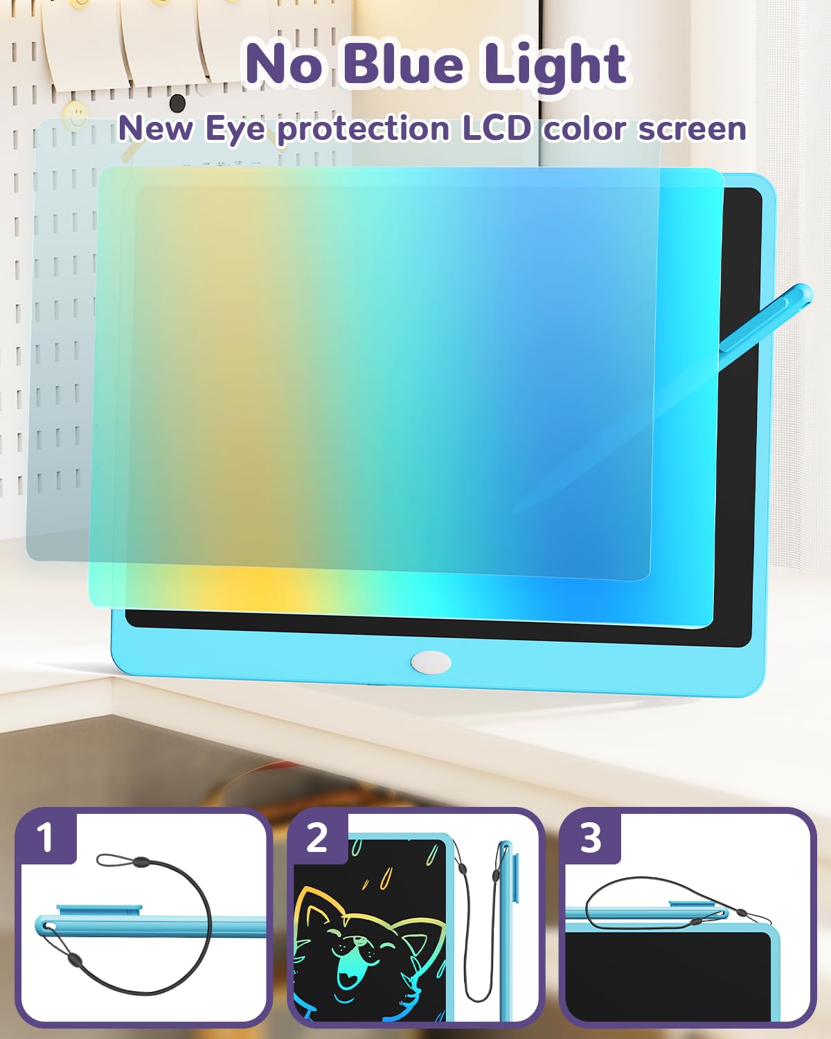 ORSEN LCD Writing Tablet 16 inch - Kids Doodle Board Colorful Drawing Pad Toys for Ages 3-12 Girls Boys Toddler Birthday Gifts,