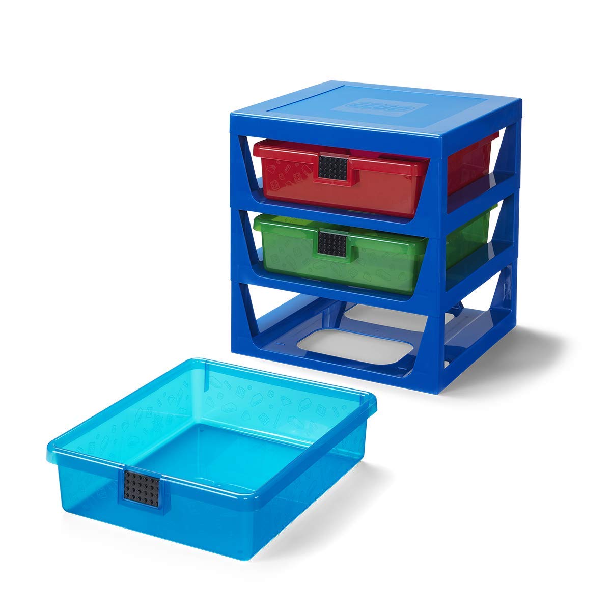 Room Copenhagen Lego 3-Drawer Storage Rack System, 13-2/3 X 12-3/4 X 15 In, Blue