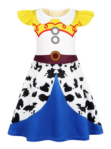 Sukyfecde Jessie Costume Girls Toddler Princess Dress up Birthday Outfits Halloween Role Play Clothes 5t Yellow