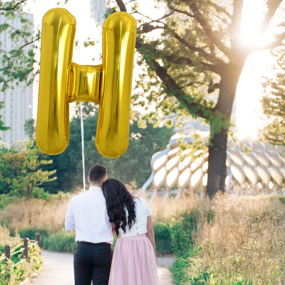Toniful 40 Inch Large Gold Letter H Balloons Helium Balloons,Foil Mylar Big Balloons For Birthday Party Anniversary Supplies Dec