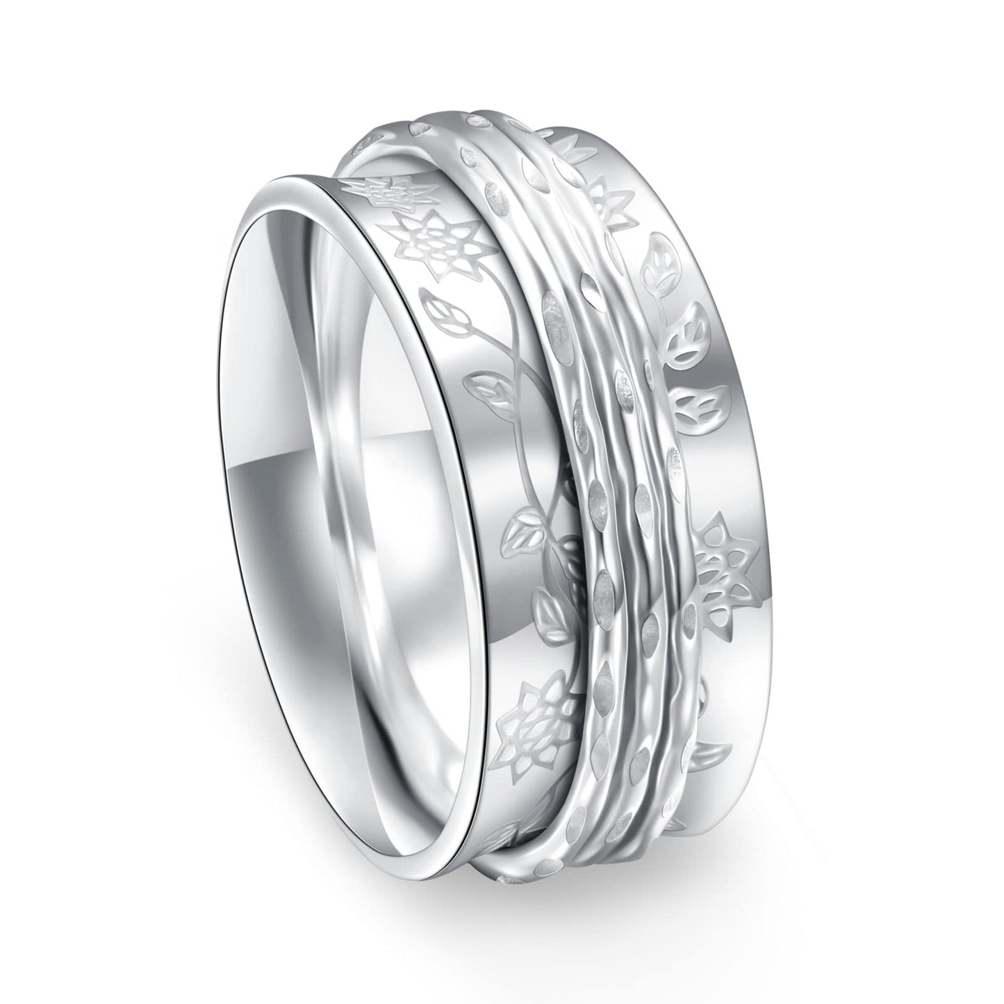 Jzmsjf Spinner Ring 925 Sterling Silver Fidget Rings For Anxiety Stress Relieving Meditation Rings Women Men
