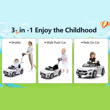 Voupou Push Ride-On Car For Toddlers 1-3, Licensed Bmw Z4 Toddler Push Car With Adjustable Push Rod/Horn Music/Silent Wheel, Push Car For Baby Birthday Gift (White)
